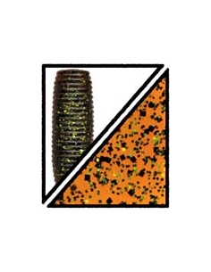 Cut Tail 4" color 196 pumpkin/purpurina verde y negra